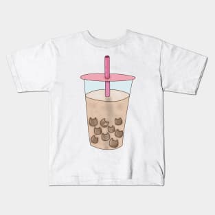 Cat head boba Kids T-Shirt